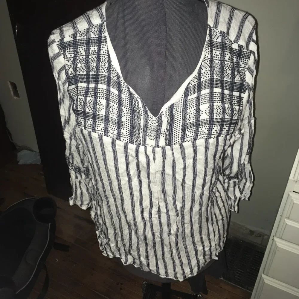 Christopher & Banks striped bohemian peasant top